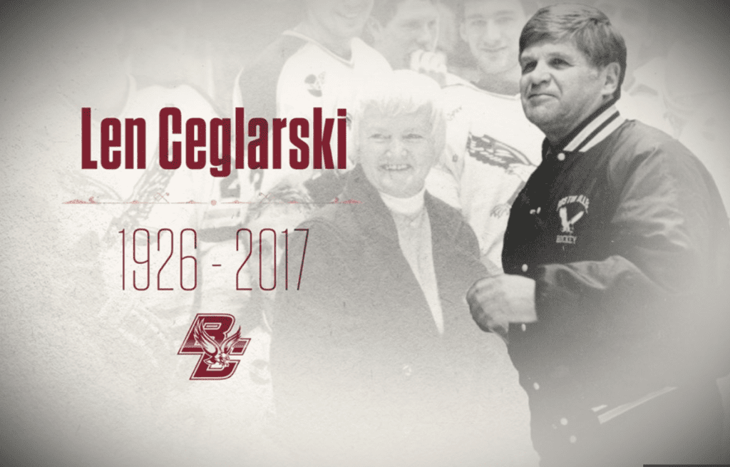 Len Ceglarski, Hall of Famer and Boston College Hockey Legend, Passes Away at 91