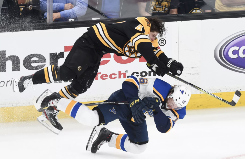 Old Time Hockey: Big Hit by Helmetless Torey Krug Sparks Bruins Past Blues In Game 1